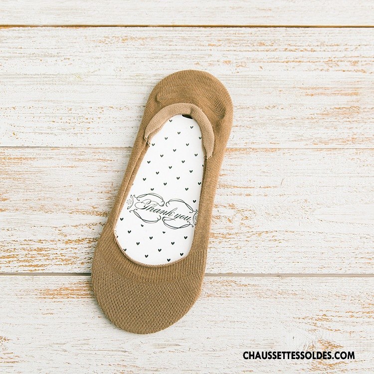 Chaussette Basse Femme Section Mince Absorber La Sueur Chaussette Basse Coupée Antidérapant Respirant Silicone Pure Marron / Brun