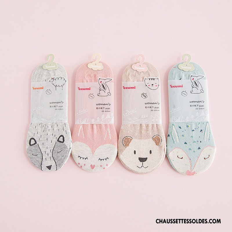 Chaussette Basse Femme Silicone Dessin Animé Nouvelles Arrivées Antidérapant Animal Été Vert Clair