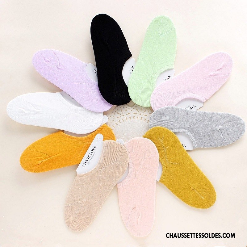Chaussette Basse Femme Silicone Légère Antidérapant Chaussette Courte Ultra Invisible Pure Rose Clair