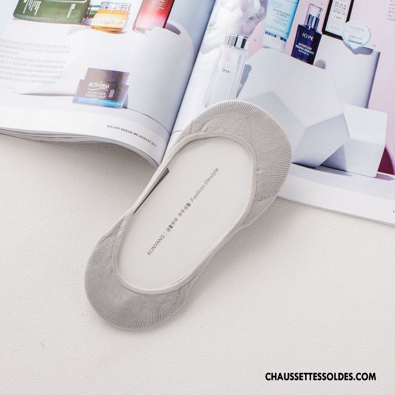 Chaussette Basse Femme Silicone Nouvelles Arrivées Antidérapant Chaussettes En Coton Invisible Dame Pure Gris Clair