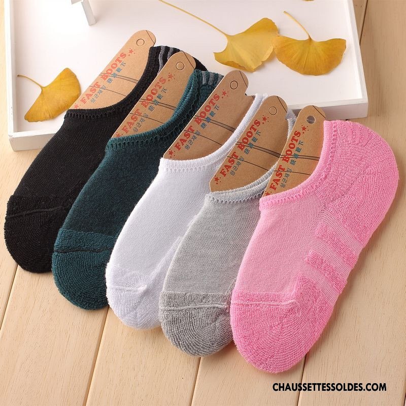 Chaussette Basse Femme Été Absorber La Sueur Ultra Chaussettes En Coton Frais Chaussette Basse Coupée Rose Clair