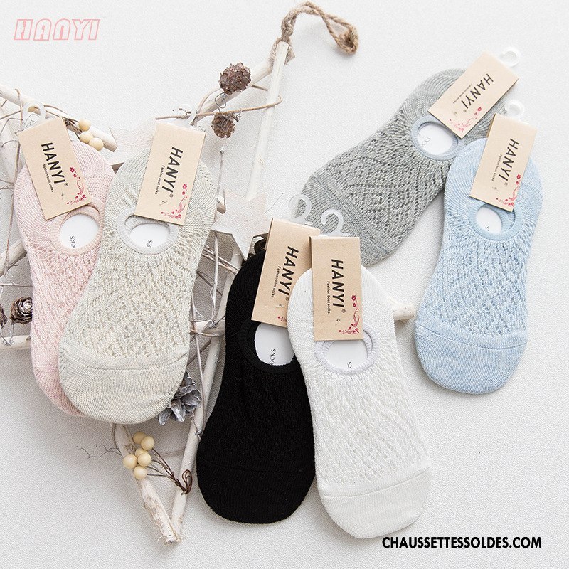 Chaussette Basse Femme Été Chaussettes En Coton Creux Guipure Printemps Invisible Chaussette Basse Coupée Bleu Clair Pure