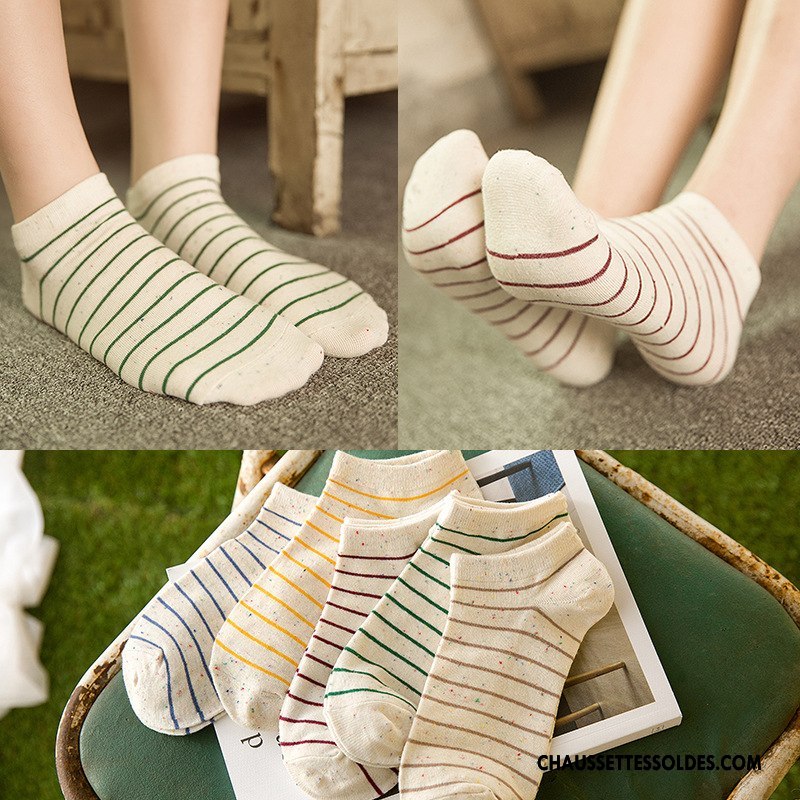 Chaussette Basse Femme Été Coton Bio Nouvelles Arrivées Chaussette Courte Yarn Beige Blanc