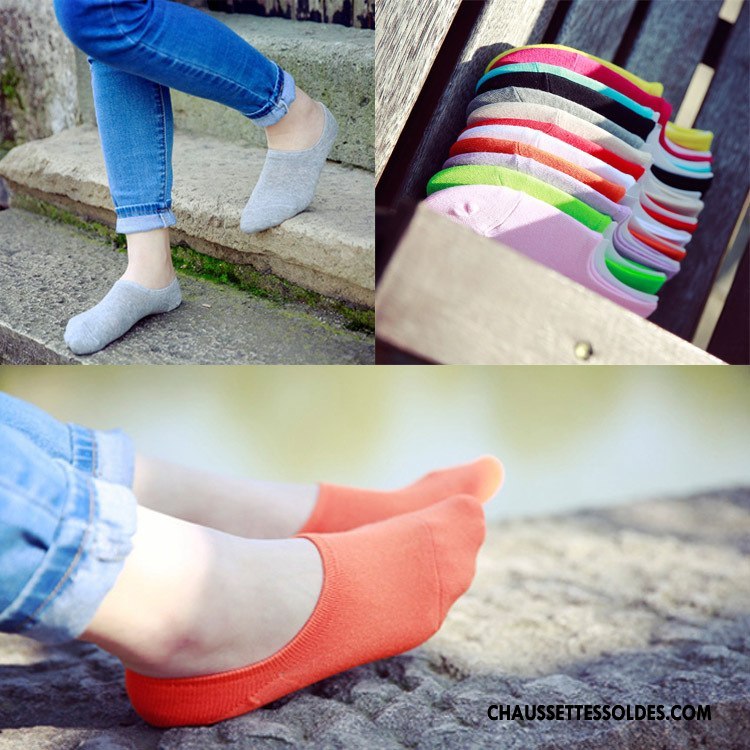 Chaussette Basse Femme Été Invisible Dame Chaussette Basse Coupée Chaussette Courte Orange Couleurs De Bonbons
