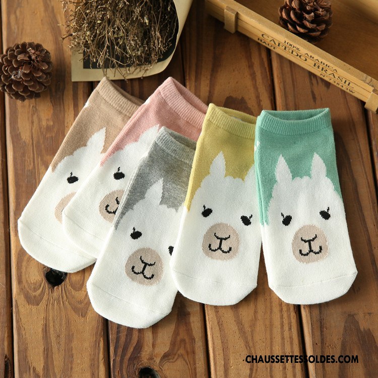 Chaussette Basse Femme Été Ours Charmant Chaussette Basse Coupée Chaussette Courte Le Nouveau Vert Clair