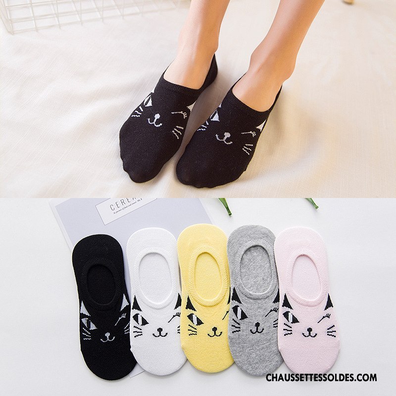 Chaussette Basse Femme Été Printemps Dame Le Nouveau Dessin Animé Chat Noir