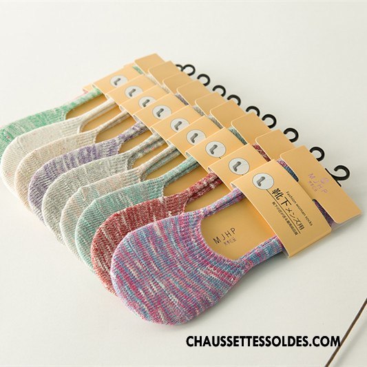 Chaussette Basse Femme Été Yarn Antidérapant Style Chaud Silicone Bambou Coloré