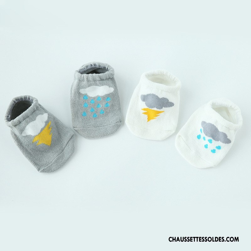 Chaussette Basse Fille Antidérapant Bébé Dessin Animé Chaussette Basse Coupée Enfant Asymétrie Gris