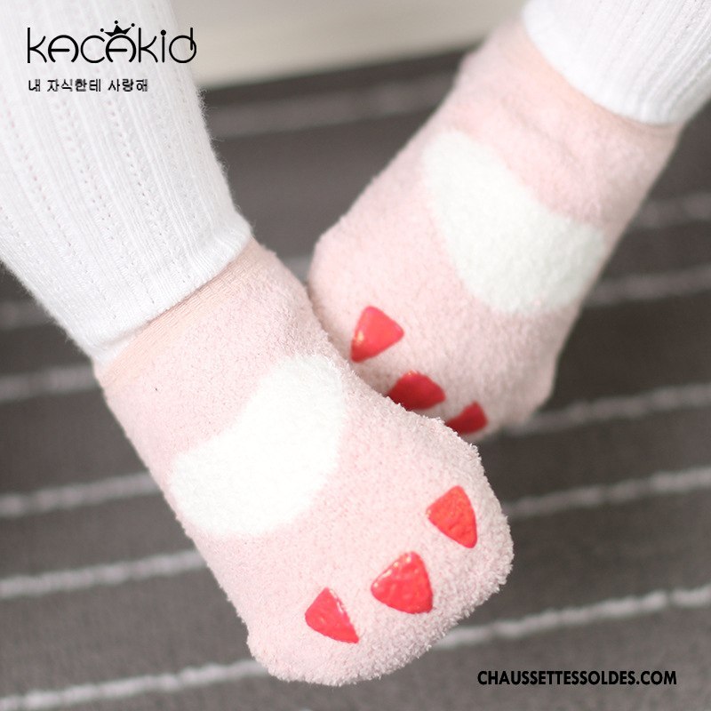 Chaussette Basse Fille Antidérapant Charmant Homme Femme Patte Hiver Rose