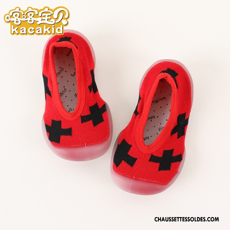 Chaussette Basse Fille Antidérapant Semelle Doux Chaussette Basse Coupée Enfant Bébé Intérieur Rouge
