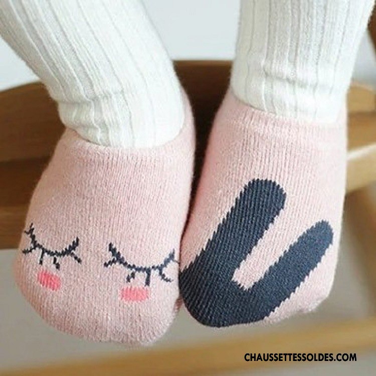 Chaussette Basse Fille Bébé Enfant Asymétrie Ours Coton Bio Petit Rose