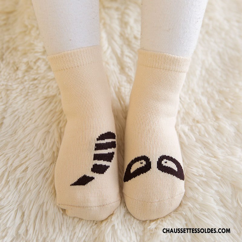 Chaussette Basse Fille Enfant Bébé Antidérapant Coton Bio Femme Dessin Animé Jaune