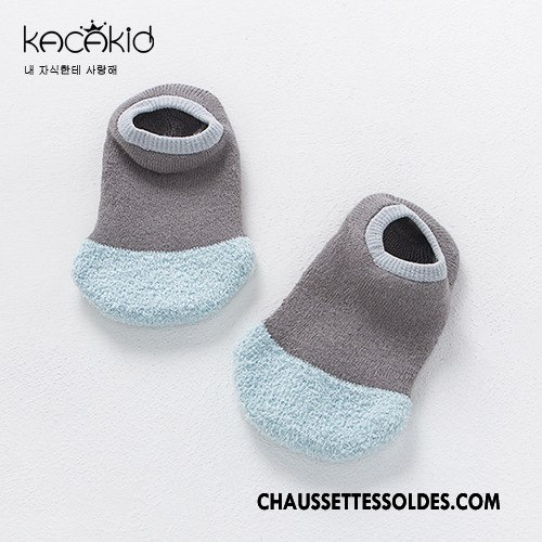 Chaussette Basse Fille Enfant Bébé Terry Renforcé Homme Antidérapant Gris