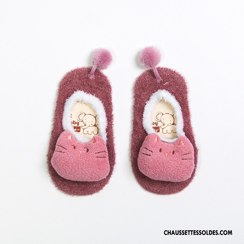 Chaussette Basse Fille Enfant Dessin Animé Printemps Yarn Plume Bébé Rose