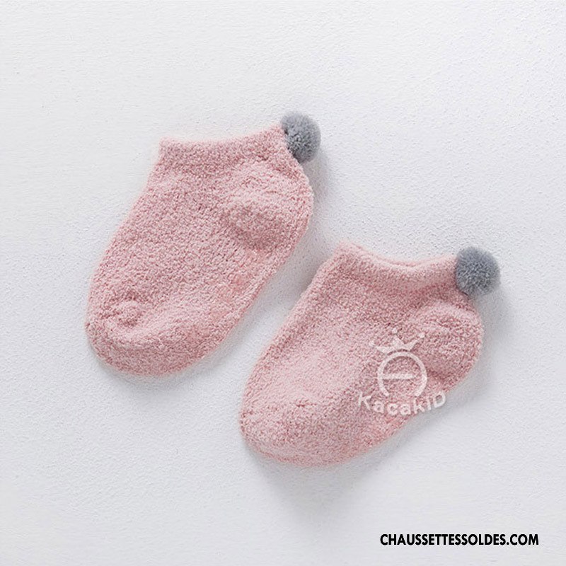 Chaussette Basse Fille Le Nouveau Antidérapant Chaussette Courte Hiver Femme Enfant Rose
