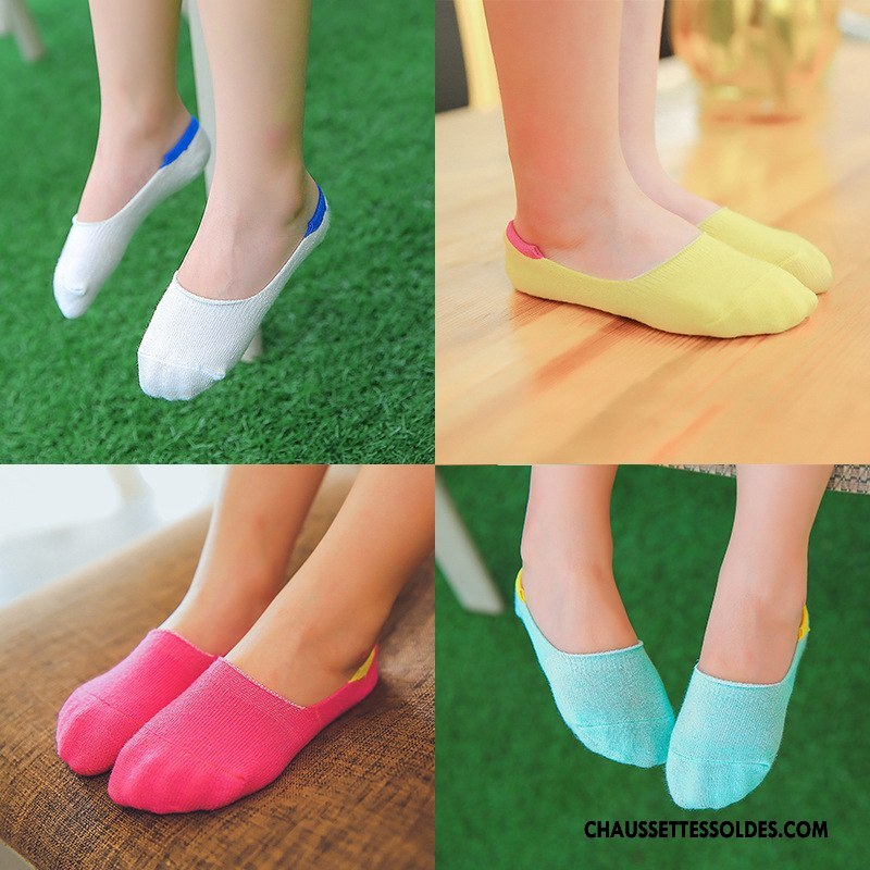 Chaussette Basse Fille Matelassé Enfant Silicone Été Coton Bio Invisible Couleurs De Bonbons Bleu