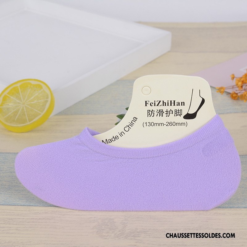 Chaussette Basse Fille Mini Invisible Très Mince Velours Élastique Ultra Couleurs De Bonbons Violet