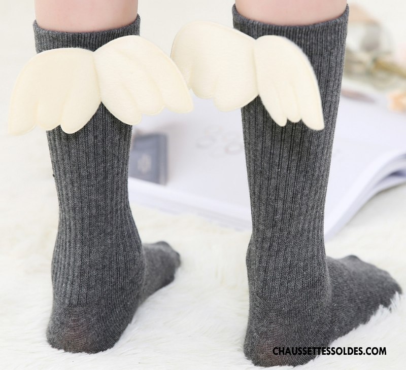Chaussette Basse Fille Nouvelles Arrivées Matelassé Enfant Femme Haute 100% Coton Gris