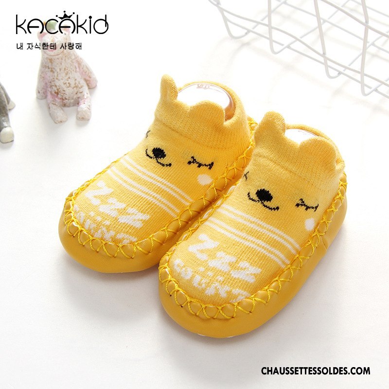 Chaussette Basse Fille Semelle Doux Le Nouveau Bébé Antidérapant Femme Enfant Jaune
