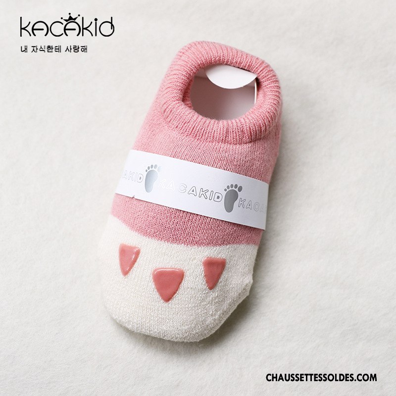 Chaussette Basse Fille Terry Antidérapant Patte Enfant Hiver Charmant Rose