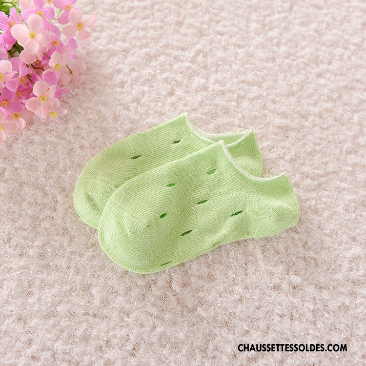 Chaussette Basse Fille Été Manuel Homme Chaussette Basse Coupée Invisible Mouvement Couleurs De Bonbons Vert