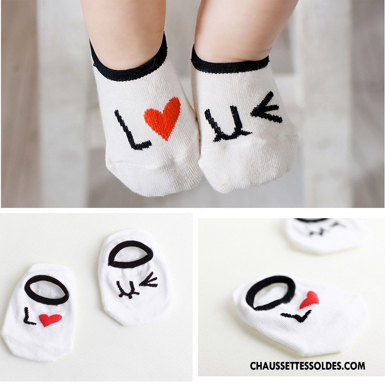 Chaussette Basse Garçon Bébé Été Dessin Animé Enfant Amour Coton Blanc