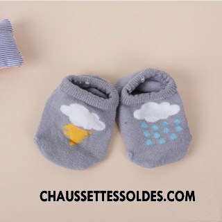 Chaussette Basse Garçon Dessin Animé Asymétrie Enfant Chaussette Basse Coupée Antidérapant Bébé Gris