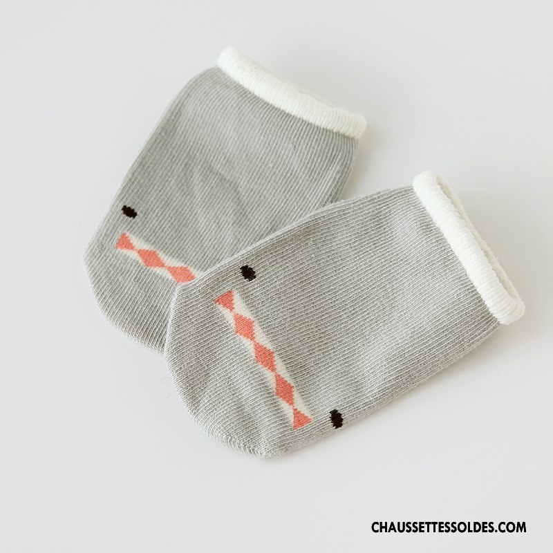 Chaussette Basse Garçon Enfant Antidérapant Bébé Silicone Dessin Animé Chaussette Basse Coupée Gris