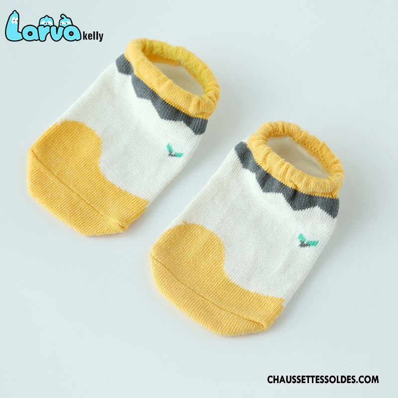 Chaussette Basse Garçon Enfant Antidérapant Invisible 100% Coton Ultra Silicone Or