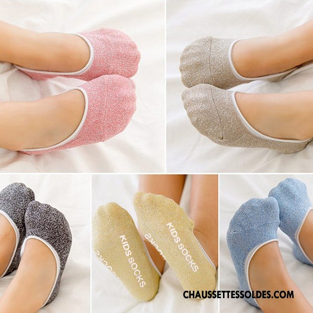 Chaussette Basse Garçon Enfant Bébé Chaussette Basse Coupée Homme Invisible Milieu Jaune Or