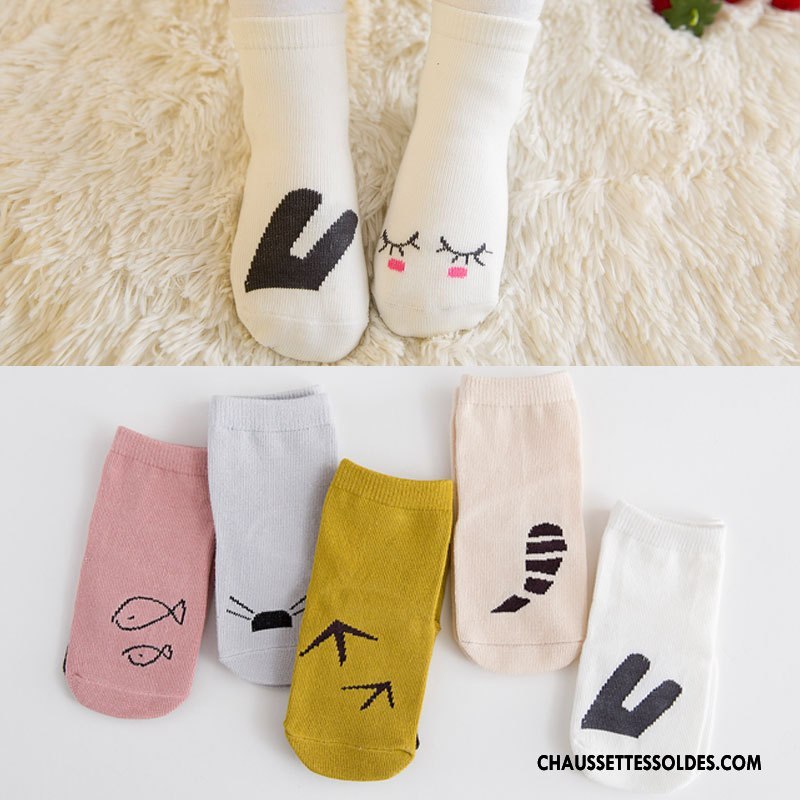Chaussette Basse Garçon Femme Bébé Asymétrie Antidérapant Boite Cadeau Coton Bio Blanc
