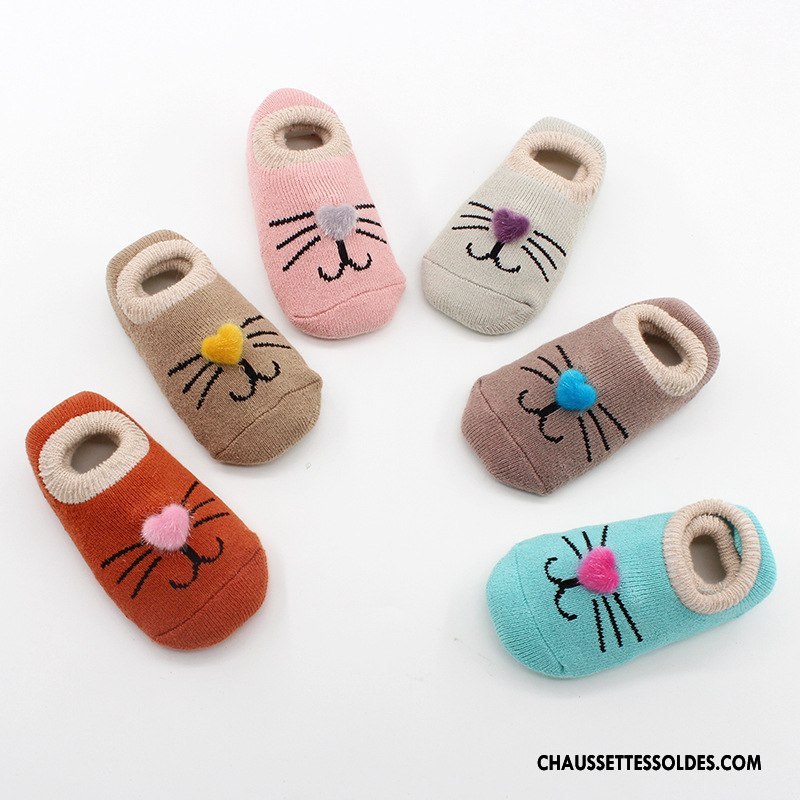 Chaussette Basse Garçon Le Nouveau Bébé Hiver Antidérapant Coton Bio Terry Rose