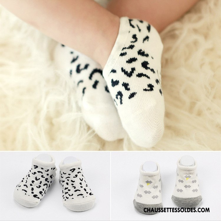 Chaussette Basse Garçon Léopard Le Nouveau Beige Enfant Bébé 100% Coton Blanc