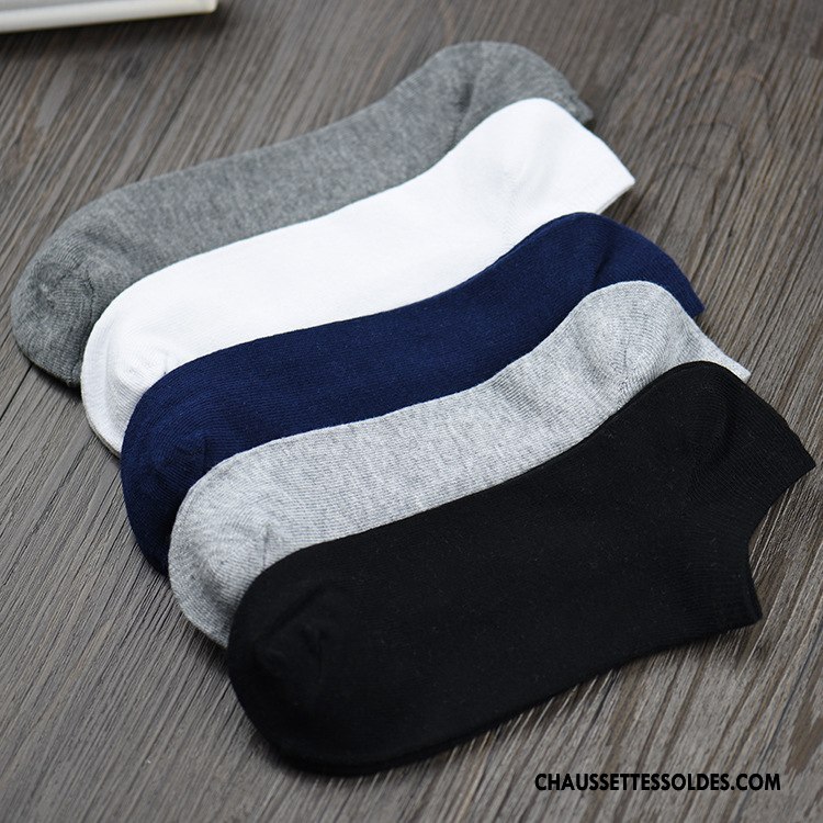 Chaussette Basse Homme 100% Coton Chaussette Basse Coupée Courte Casual Absorber La Sueur Été Pure Noir Clair