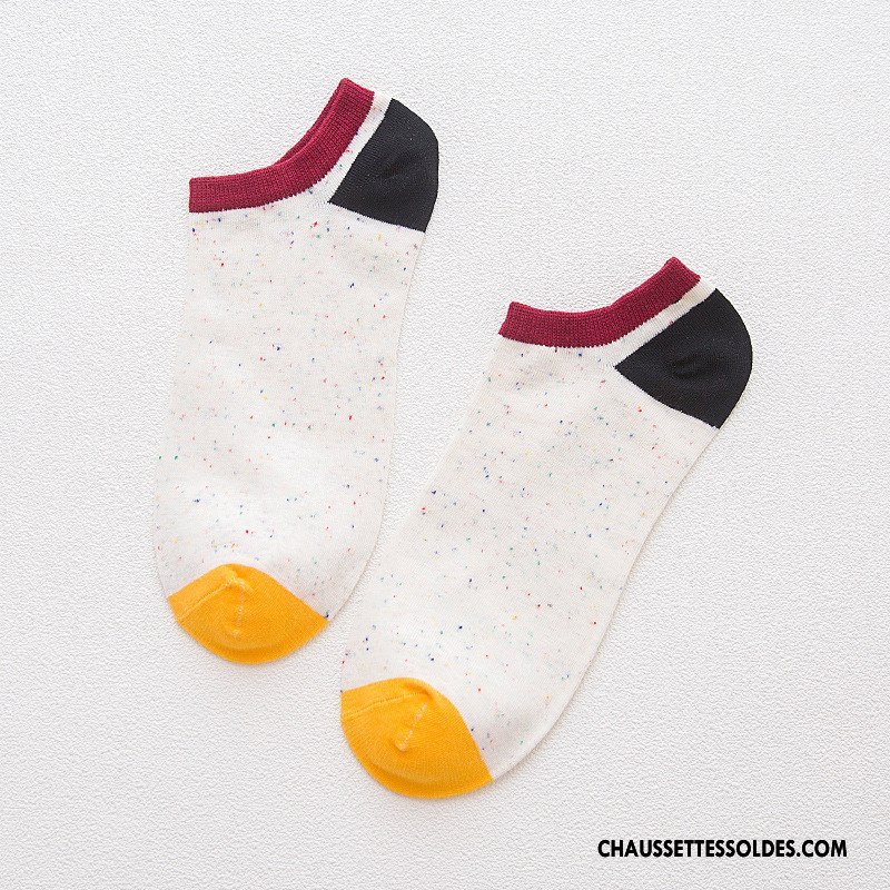 Chaussette Basse Homme 100% Coton Chaussettes En Coton Chaussette Courte Printemps Yarn Été Coloré Blanc