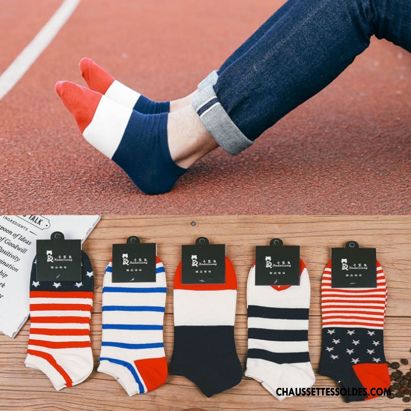 Chaussette Basse Homme 100% Coton Le Nouveau Printemps Été Invisible Chaussette Basse Coupée Couleurs Mixtes Bleu Clair