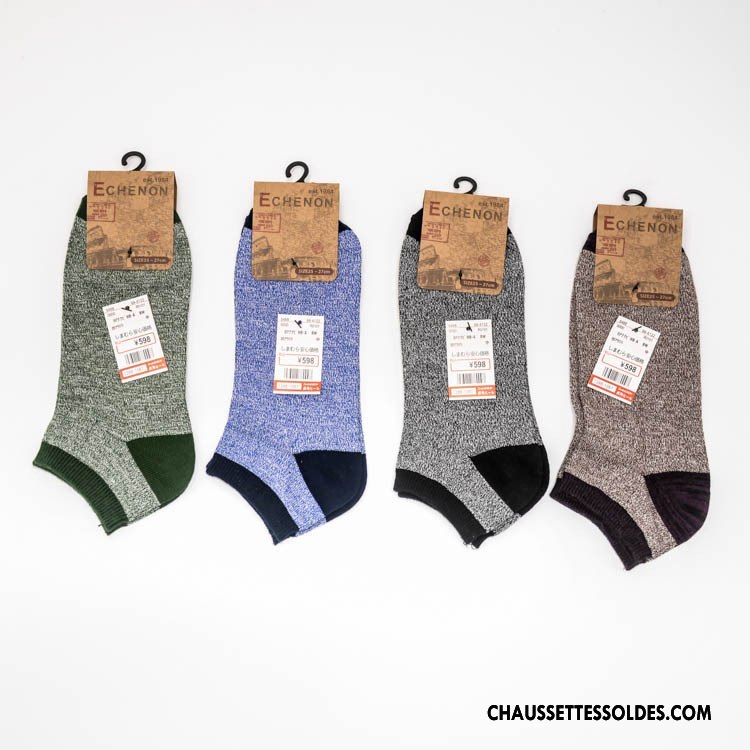 Chaussette Basse Homme 100% Coton Tendance Bouche Libre Coton Bio Style National Chaussette Basse Coupée Pure Gris