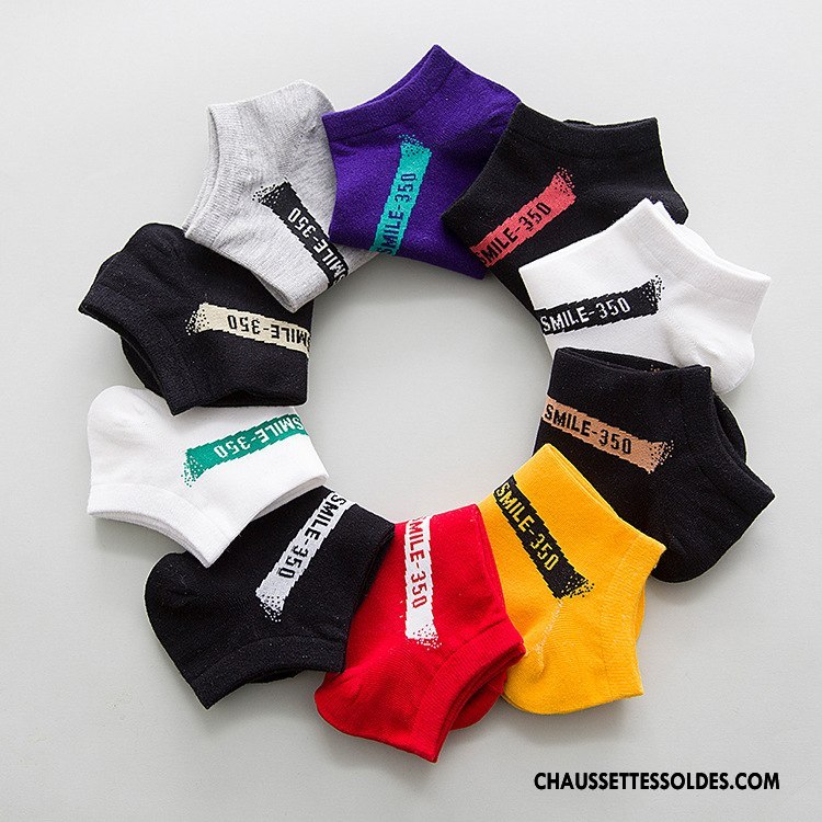 Chaussette Basse Homme Absorber La Sueur Mouvement Respirant Chaussettes En Coton Printemps Court Rouge