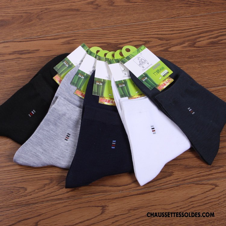 Chaussette Basse Homme Anti-odeur De Travail Casual Chaussettes En Coton Milieu Marque Bleu