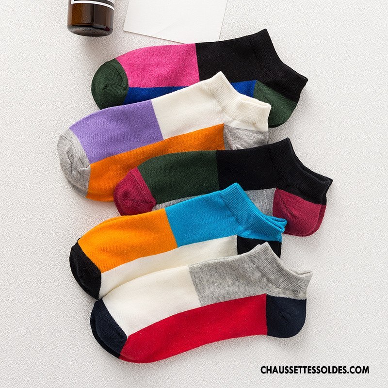 Chaussette Basse Homme Chaussette Basse Coupée 100% Coton Été Le Nouveau Chaussette Courte Invisible Couleurs Mixtes Coloré