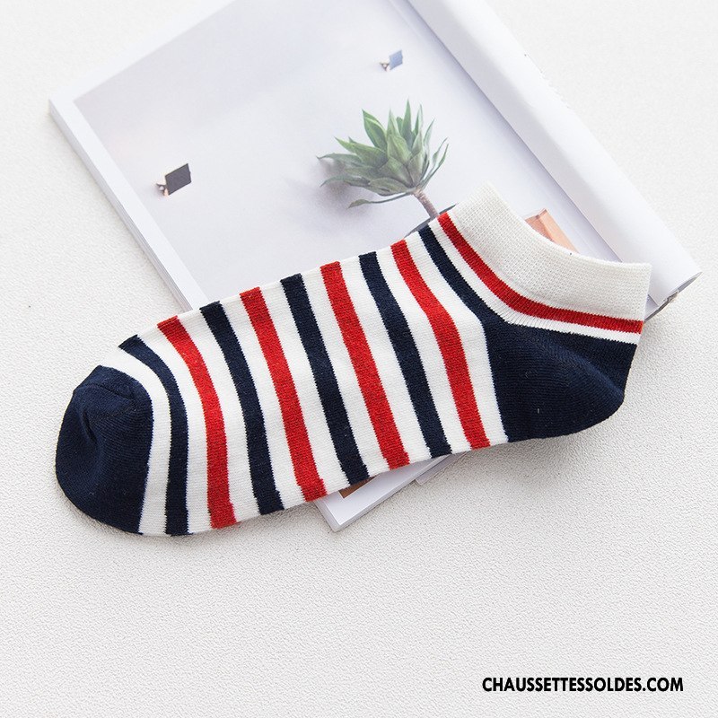 Chaussette Basse Homme Chaussette Basse Coupée Coton Bio Été Légère Chaussette Courte Casual Rouge