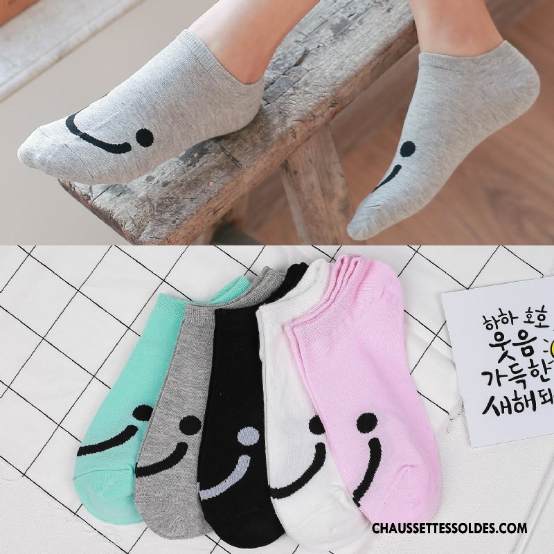 Chaussette Basse Homme Chaussette Basse Coupée Printemps Souriant Été Mouvement Chaussettes En Coton Rose