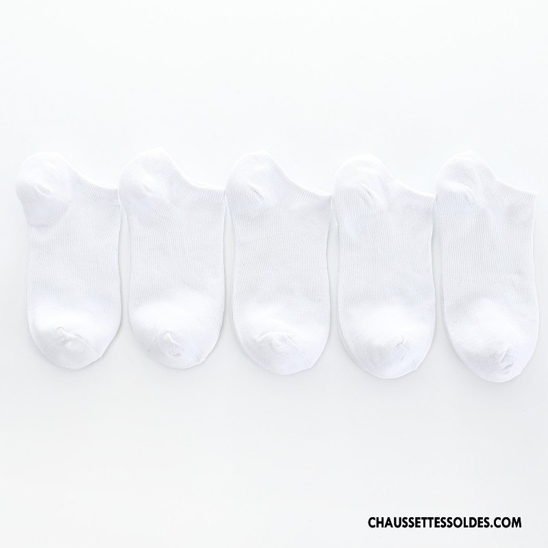 Chaussette Basse Homme Chaussette Basse Coupée Respirant Été Légère Mouvement Chaussette Courte Pure Blanc Noir Clair