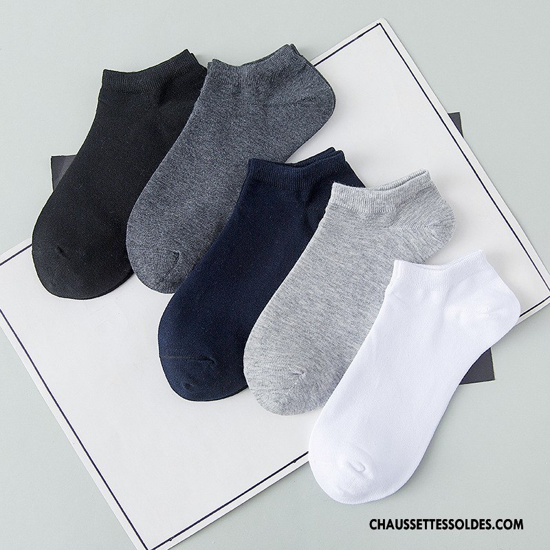 Chaussette Basse Homme Chaussette Courte Chaussette Basse Coupée Printemps Coton Bio Été Respirant Pure Blanc Clair
