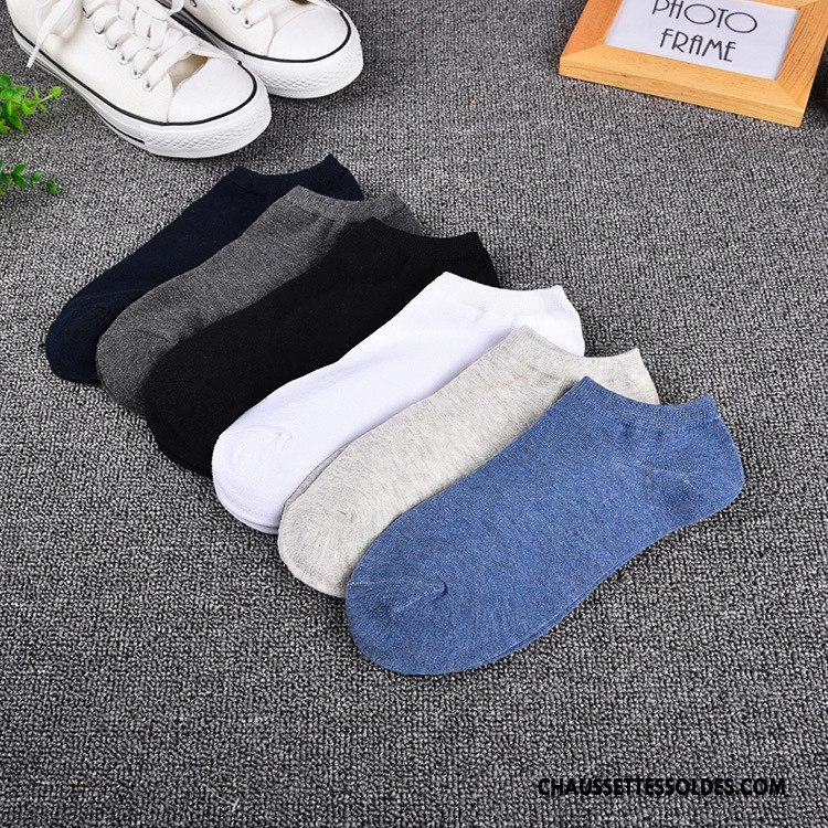 Chaussette Basse Homme Chaussette Courte Coton Bio Chaussette Basse Coupée Printemps Casual Absorber La Sueur Bleu Clair