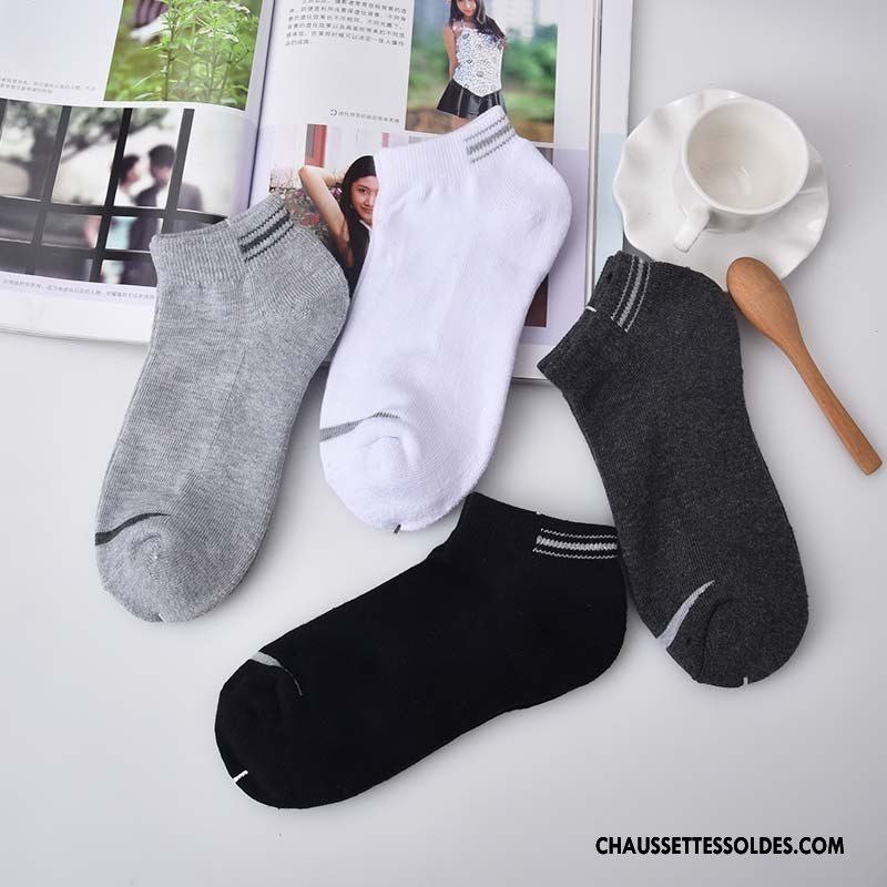 Chaussette Basse Homme Chaussette Courte Coton Bio Chaussette Basse Coupée Terry Confortable Rayé Gris Clair