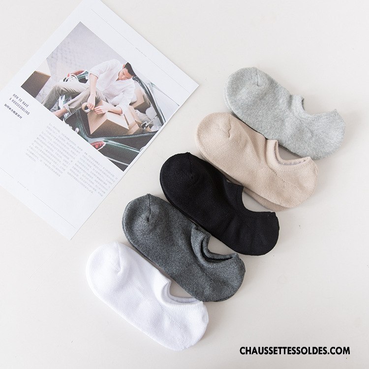 Chaussette Basse Homme Invisible Casual Silicone Printemps Chaussette Basse Coupée Été Pure Gris