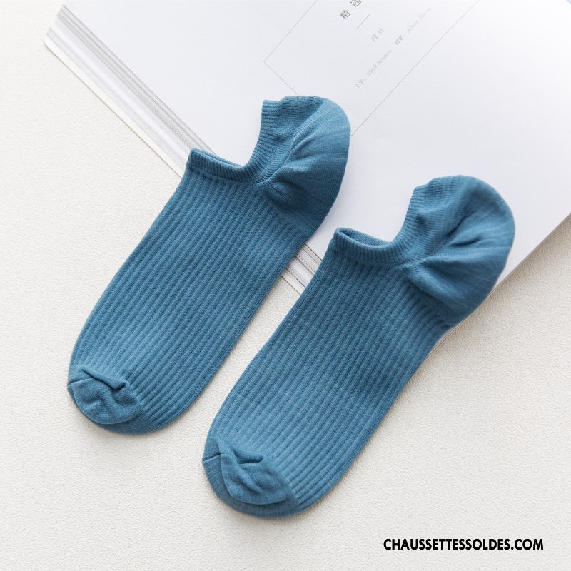 Chaussette Basse Homme Invisible Chaussette Basse Coupée Absorber La Sueur Séchage Rapide Mouvement Respirant Pure Bleu
