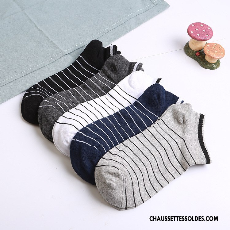 Chaussette Basse Homme L'automne Rayé Chaussette Basse Coupée Le Nouveau 100% Coton Légère Gris Clair