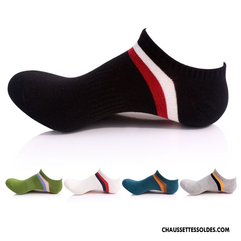Chaussette Basse Homme Le Nouveau Chaussette Basse Coupée Tendance Mouvement Été Matelassé Bleu Noir